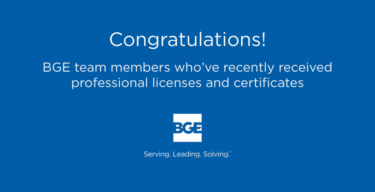 Congratulations graphic for employees who recently received professional licenses and certificates