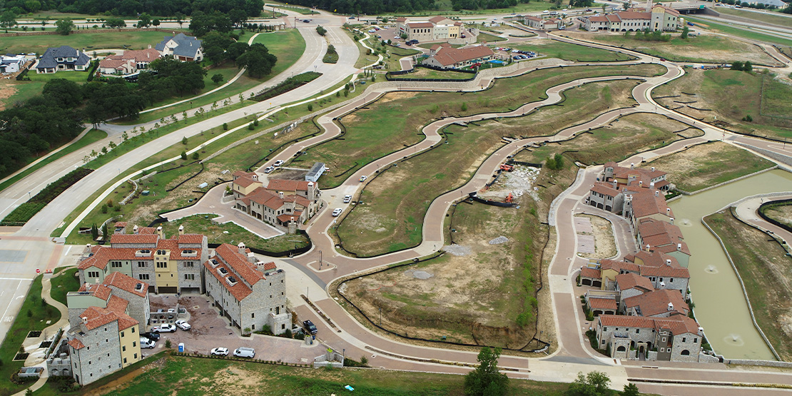 An Aerial view of Westlake Entrada in its entirety as designed by BGE, Inc.