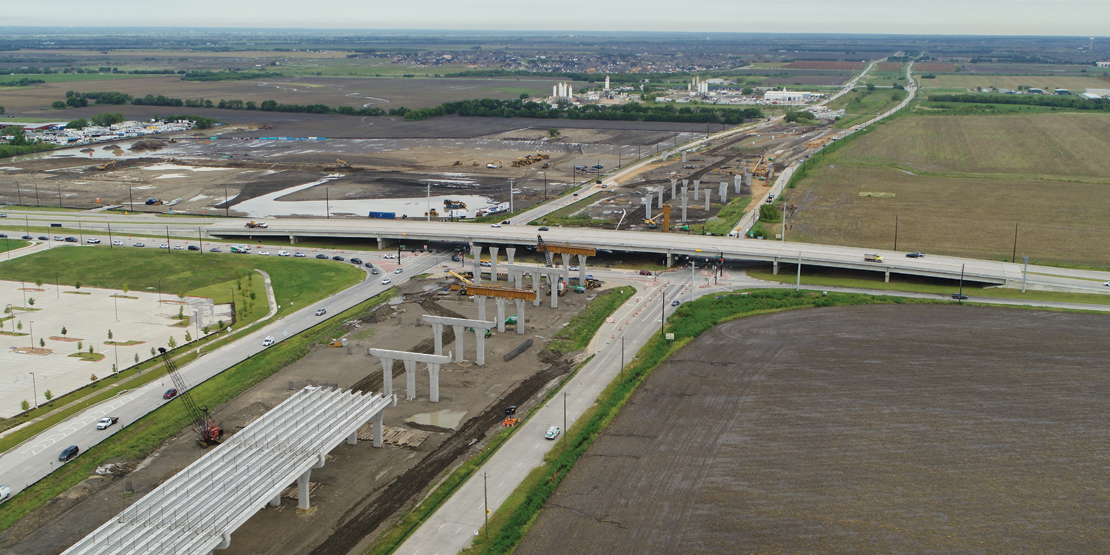 An aerial shot of the North Tollway Phase 4A under construction 