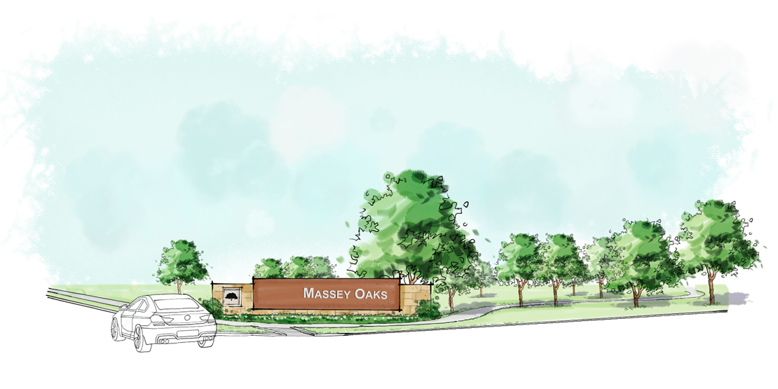 A sketch of the entrance of Massey Oaks