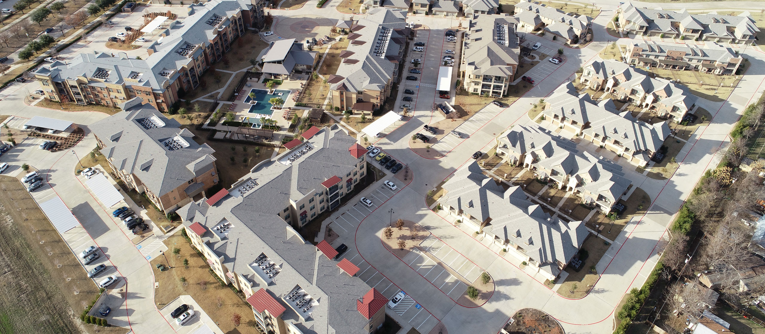 An aerial view of a master planned community