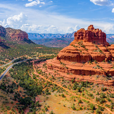 A panoramic view of Bell Rock in Arizona