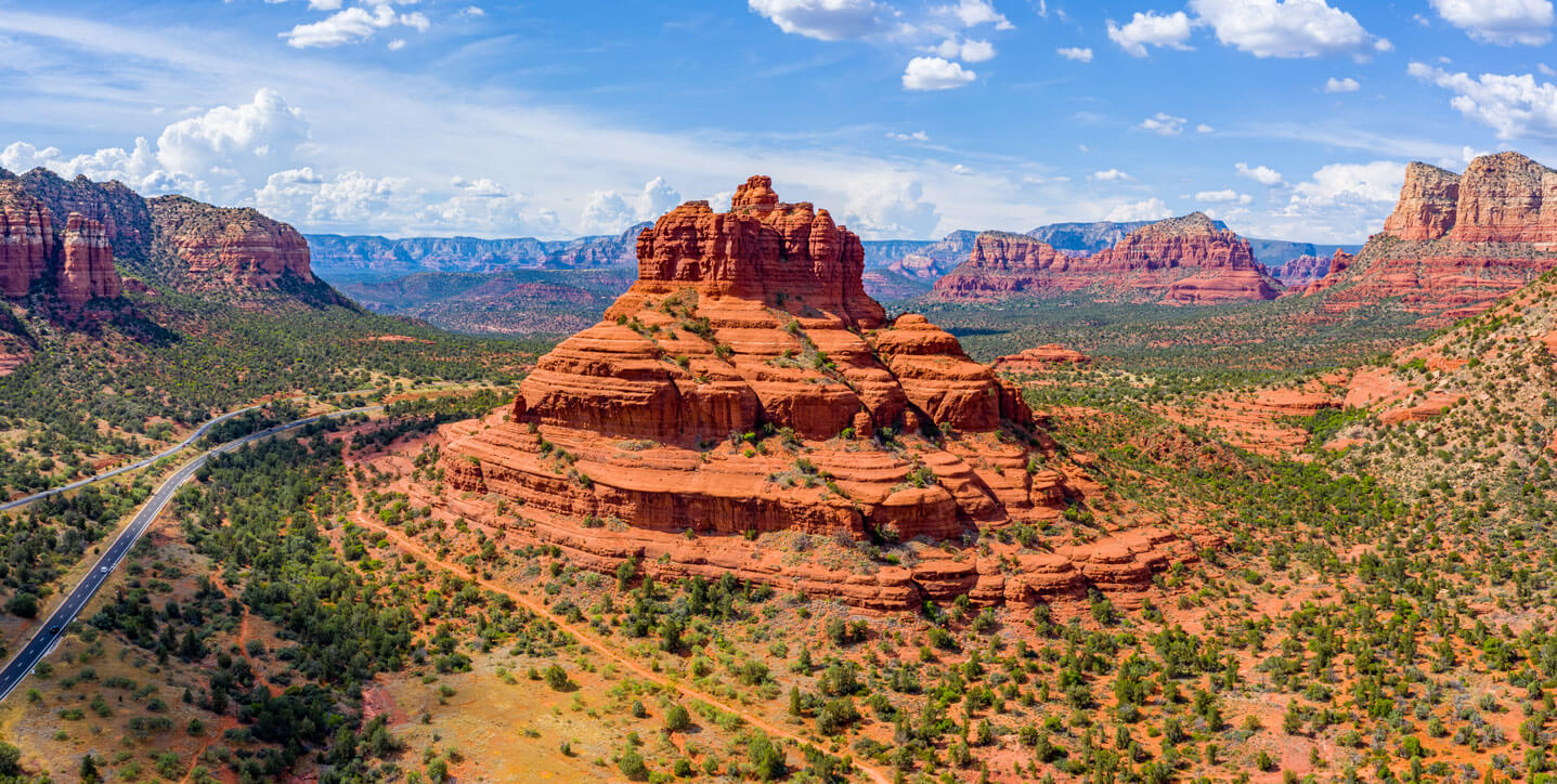 A panoramic view of Bell Rock in Arizona