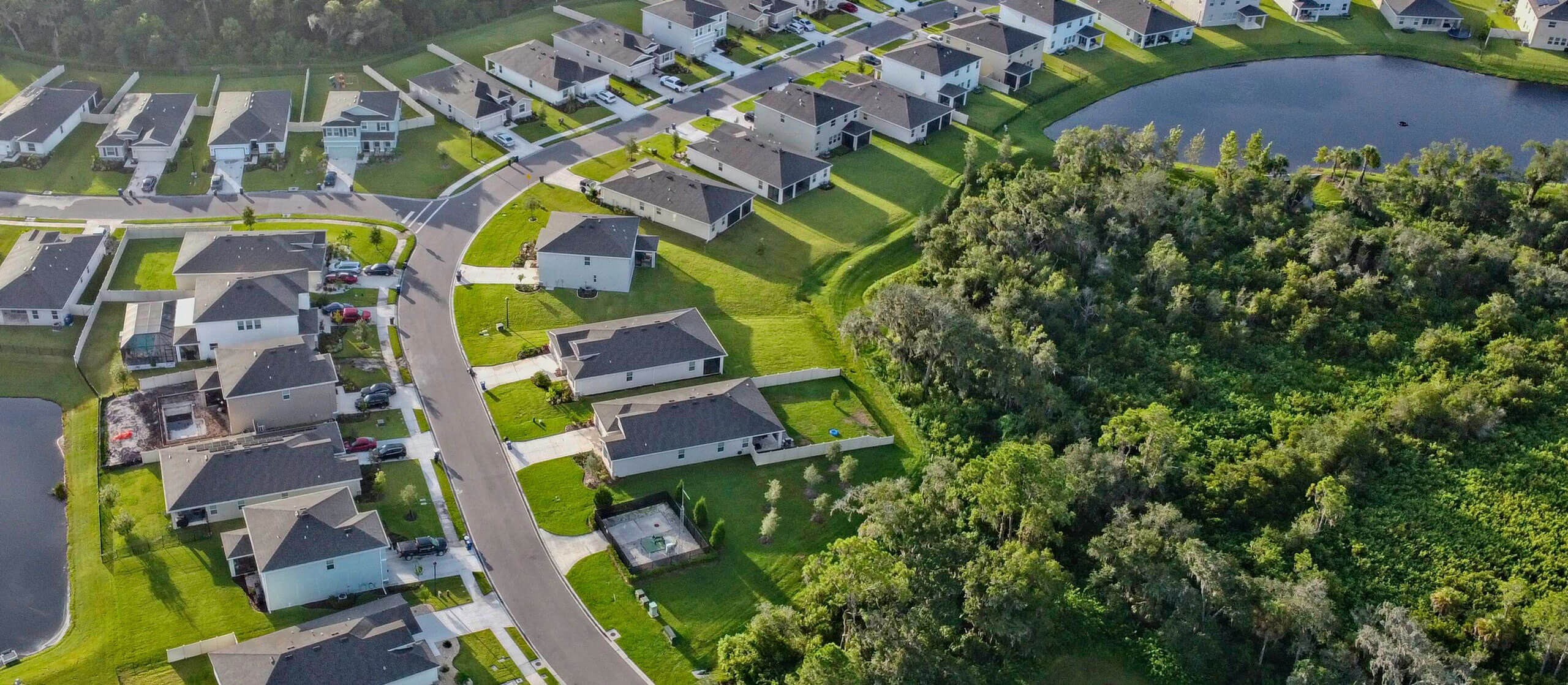 An aerial view of a master planned community built by BG