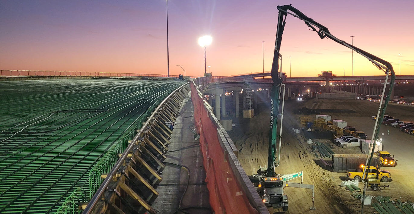 The TXDOT Southeast Connector project at sunrise.