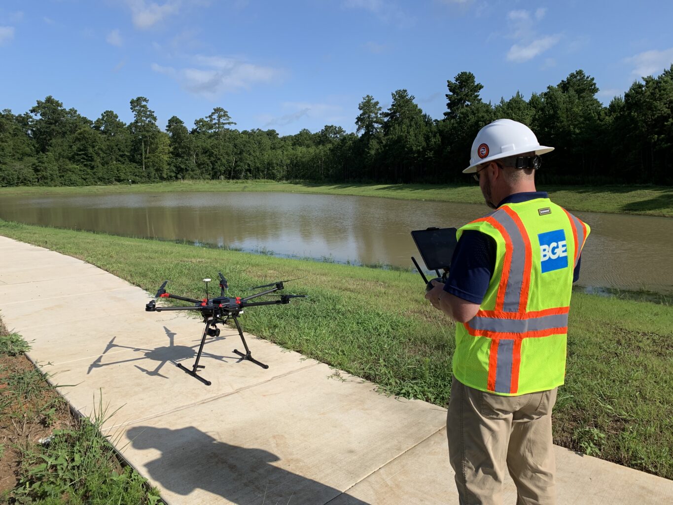 BGE employee using an unmanned aerial system